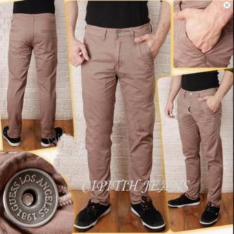 Jual Fashion Pria Celana  Panjang  Fit SKinny Warna Coklat  