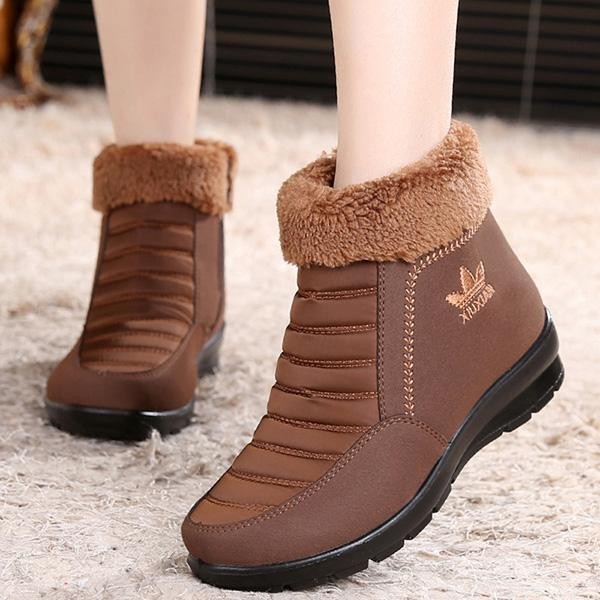 Fashion Stitching Soft Sole Fur Lining Casual Ankle Women Winter Warm Boots - intl