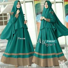 Flavia Store Gamis Syari Set 2 in 1 FS0287 - TOSCA / Baju Muslim Wanita Syar'i / Gaun Muslimah / Maxi Dress Lengan Panjang / Hijab / Srayra