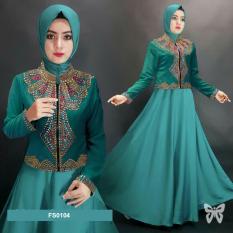 Flavia Store Maxi Dress Lengan Panjang FS0104 - HIJAU / Gamis / Gaun Pesta Muslimah /