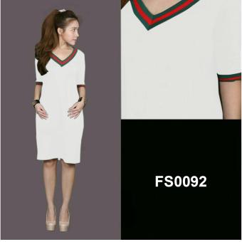 Gambar Flavia Store T Shirt Dress Lengan Pendek FS0092   PUTIH   Gaun Kaos Wanita   Baju Terusan   Rngucciv