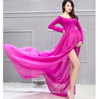Free Size Chiffon Gown Maternity Dresses Photography Props Pregnant Women Long Dress Elegant Pregnancy Wedding Clothes Baby Gift - Intl Juli 2018 - 2 Free Size Chiffon Gown Maternity Dresses Photography Props Pregnant Women Long Dress Elegant Pregnancy Wedding Clothes Baby Gift - intl - 2