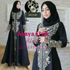 Gamis Abaya Bordir eksklusif Etnik ( Black & White)
