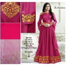 gamis maxi aplikasi bordir kombinasi songket india original