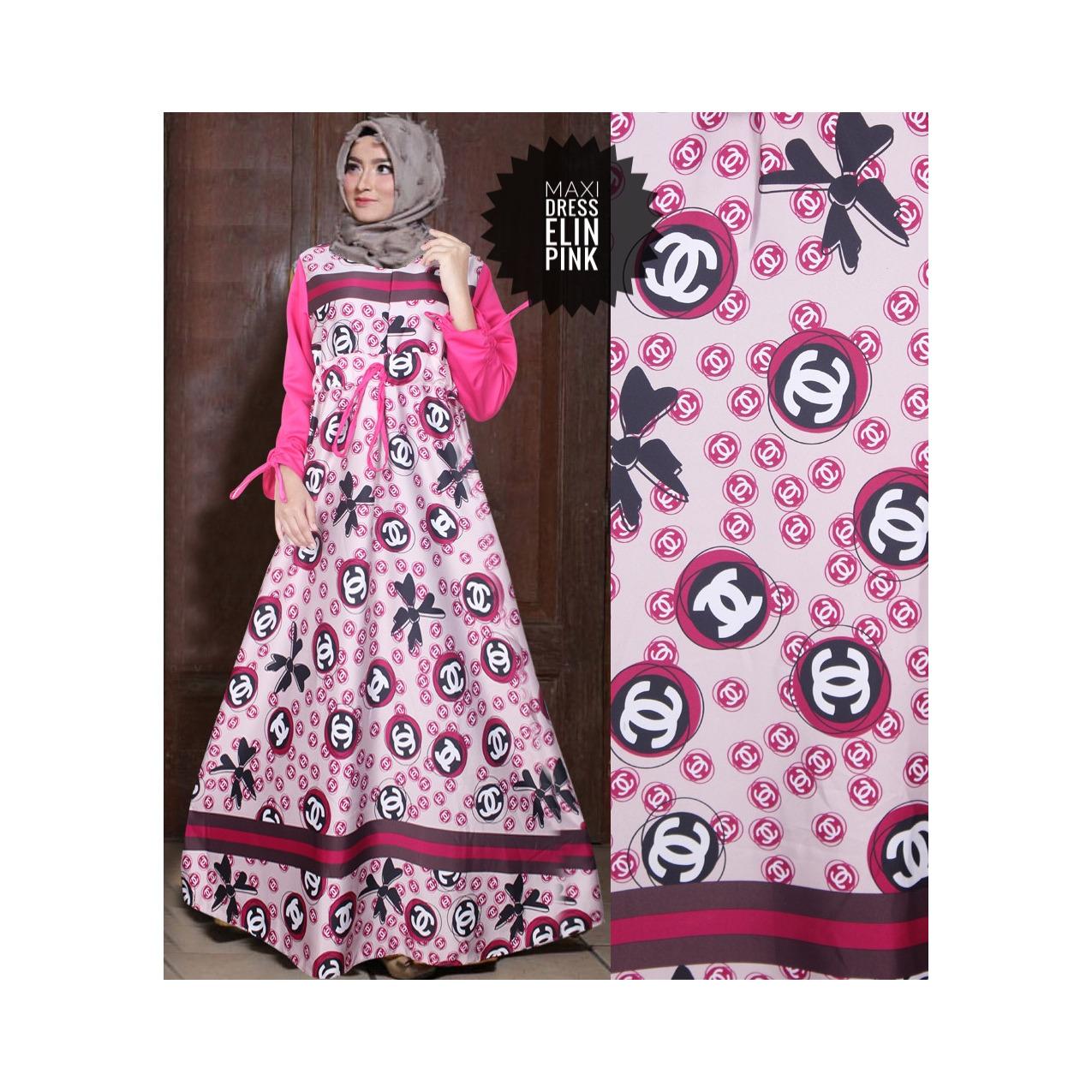 Gamis Maxmara Murah / Gamis Wanita /Gamis Tangan Panjang / Gamis Busui Muslimah Elin Warna Pink No Pasmina