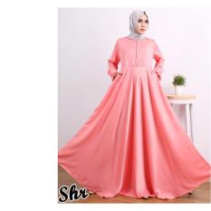 Gamis Syari Satin Polos warna Peach