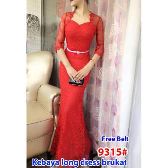Gambar GSD Kebaya Long Dress Brukat Party 9315 Red