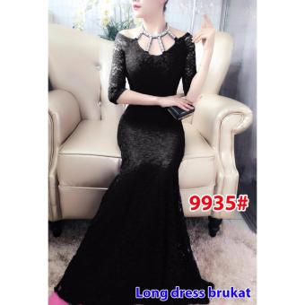 Jual GSD Long Dress Brukat 9935 Black Online Murah