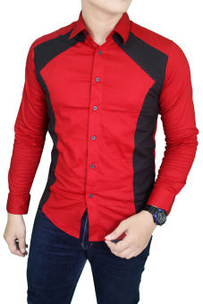 Gambar Gudang Fashion   Kemeja Santai Casual Slimfit Pria   Merah