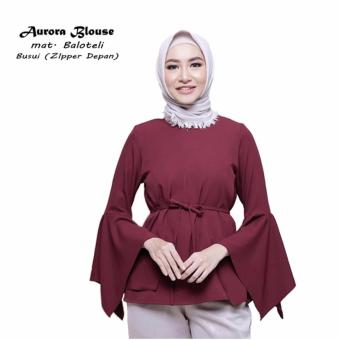 Gambar GudangGrosir Atasan Wanita Aurora Blouse Busui Bahan Baloteli Warna Maroon