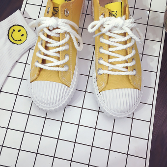 Gambar Harajuku Korea musim semi siswa sepatu kain kanvas sepatu (Kuning)