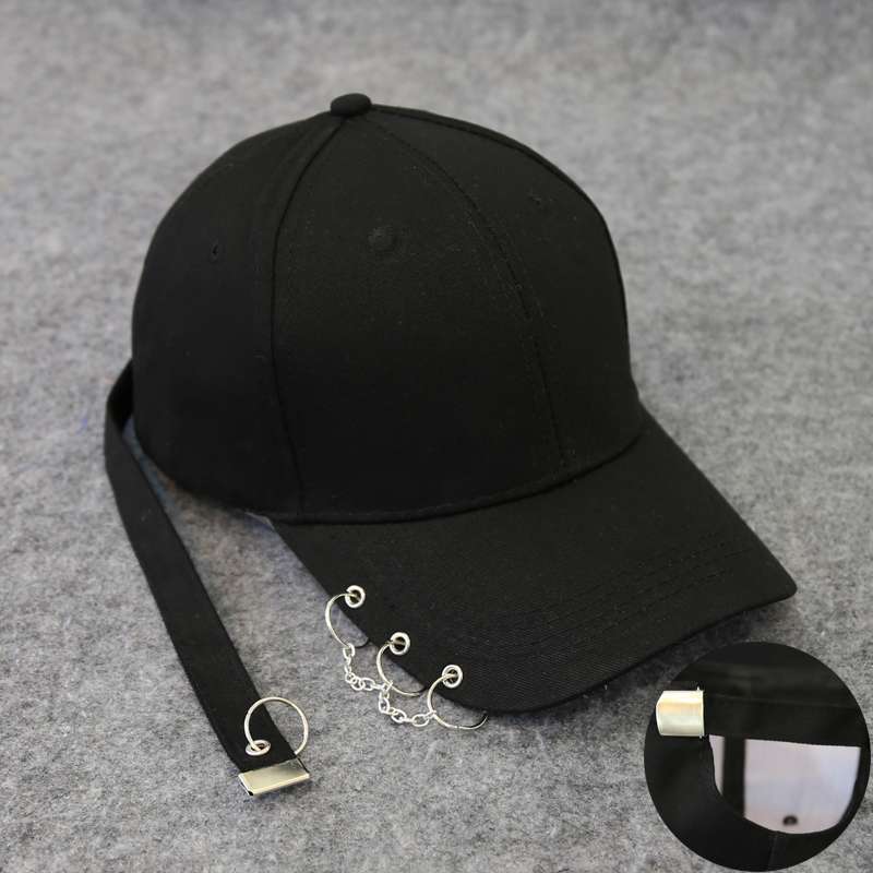 Harajuku musim gugur angin topi topi (3 cincin rantai hitam)