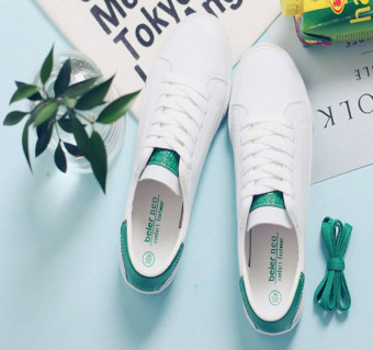 Gambar Harajuku wild summer casual sports shoes white shoes (Putih dan hijau)