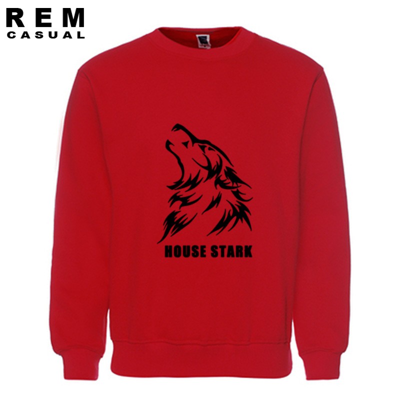 House Stark Wolf Lagu Game Es dan Api Of Throne Berkualitas Tinggi Top Men Cool Cotton Hoodies Sweatshirt Merah 002-Intl