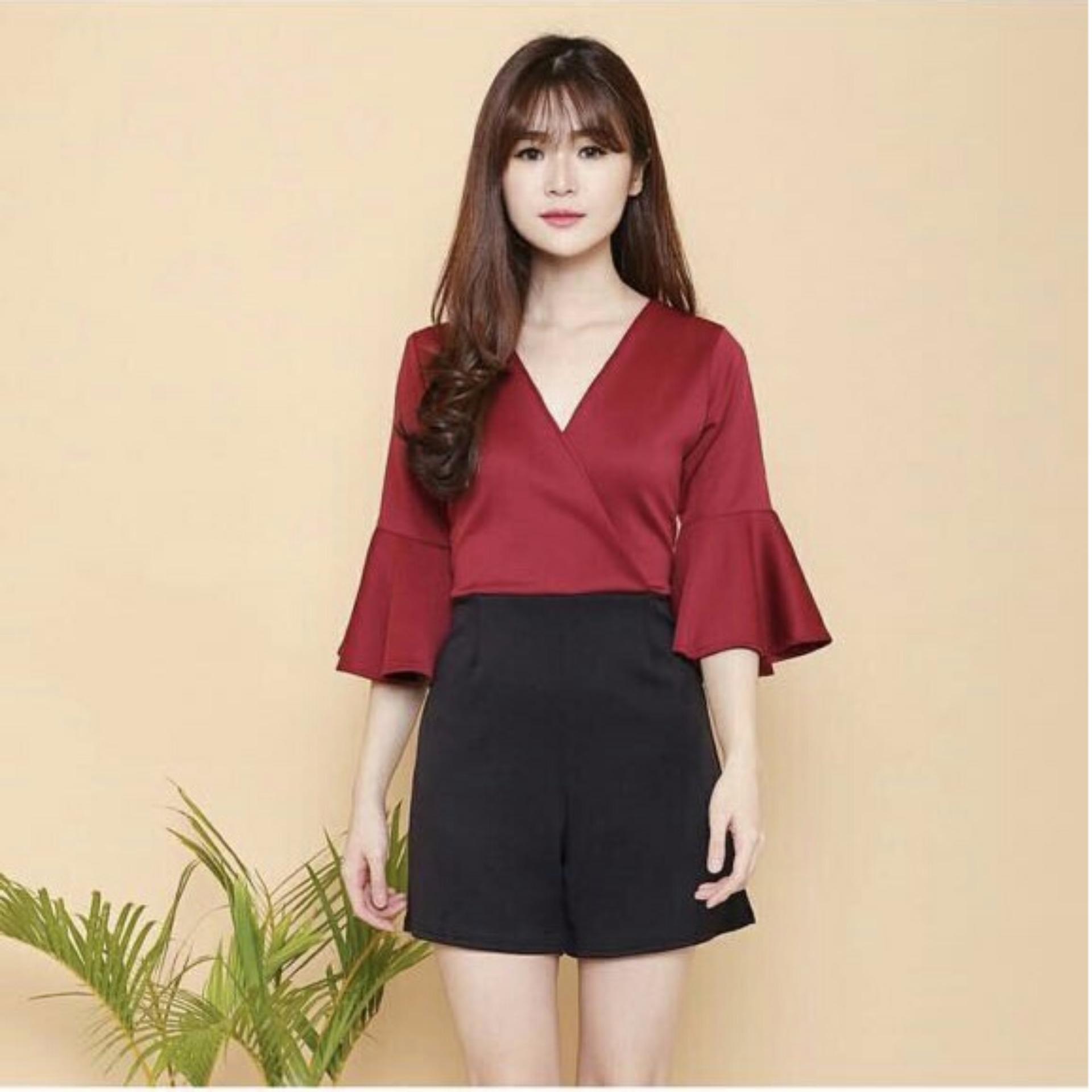 Hoziro - Atasan Wanita Blouse Rhea - Marron