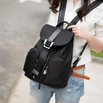 Ransel sekolah Fashion tas bahu nilon hitam International 5 .