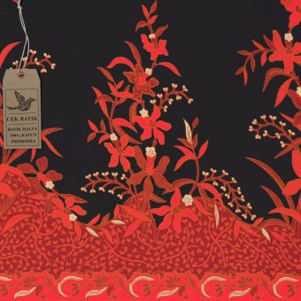 Cek Batik - Kain Batik Motif Bunga Akar Hitam Manis Kombinasi(Mroon, Merah,