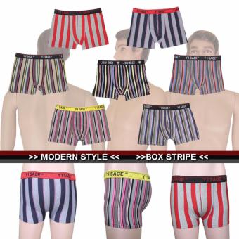 Eelic 2267 2 X 2 Warna Biru Muda 1&2 Celana Dalam Boxer Pria Stripe Body Fit