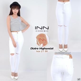 Gambar INN   Celana Jeans Wanita Haig Waist Berbahan Denim   Soft Jeans   Putih Tulang