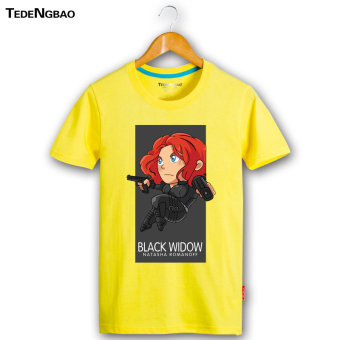 Gambar Iron Man pria katun leher bulat lengan pendek pecinta t shirt (Kuning janda)