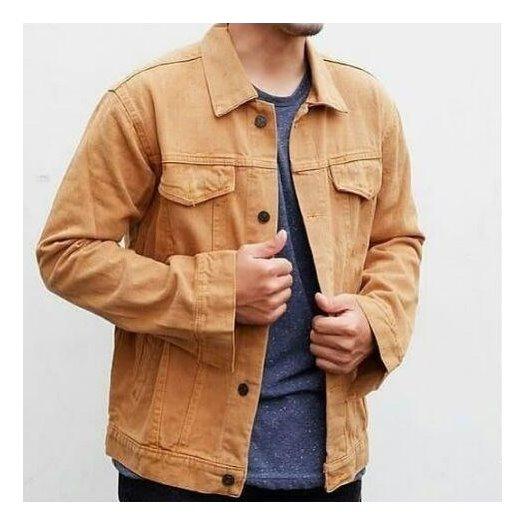 JAKET DENIM JEANS TRUCKER PREMIUM PRIA/COWOK [HIJAU/GREEN ARMY/KREM CREAM COKLAT/ABU GREY]