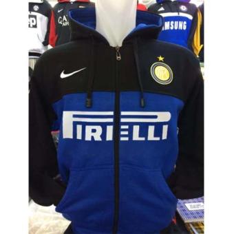 Gambar Jaket Hoodie Bola Inter Milan I 431 Kombinasi Hitam Biru Zipper Keren