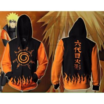 Gambar Jaket Naruto Kyuubi Seal (Jaket Ninja Naruto Kakashi Sasuke Sakura)Best Seller   Black Orange