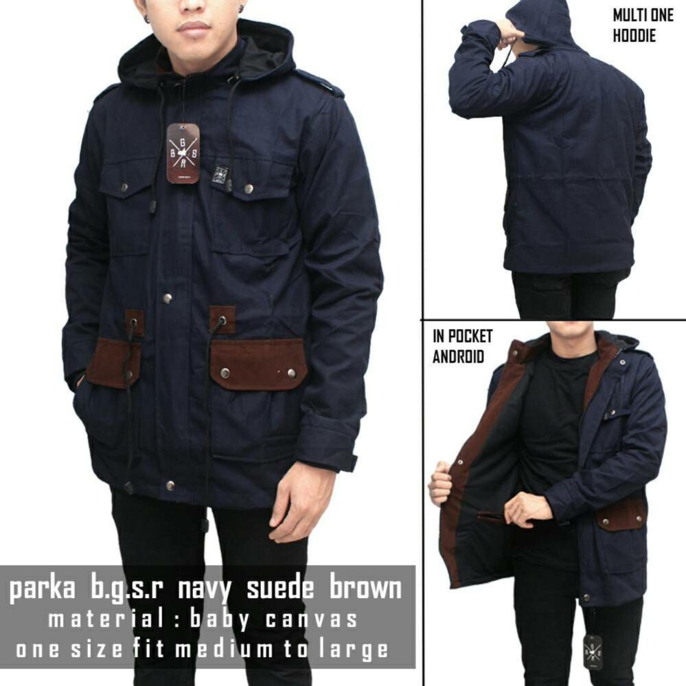 Jaket Parka Pria Navy Suede Best Seller