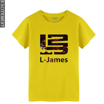 Gambar James katun kasual remaja ukuran besar mahasiswa olahraga t shirt (Kuning 1)