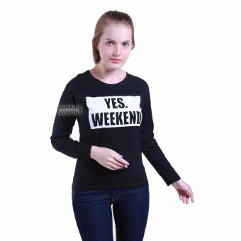 JCLOTHES Tumblr Tee Kaos Cewe Kaos Lengan Panjang Wanita Yes Weekend Hitam
