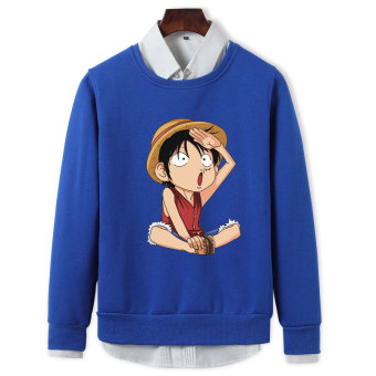 Gambar Jepang remaja musim semi baru kemeja pullover sweater (Biru kecil Luffy)