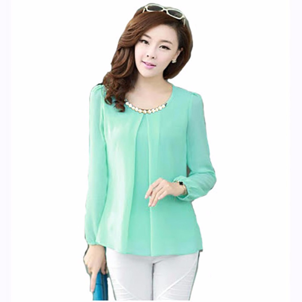 Jfashion Blus Wanita Tangan Panjang Model Korea Variasi Kalung Jfashion Blus Wanita Tangan Panjang Model Korea Variasi Kalung