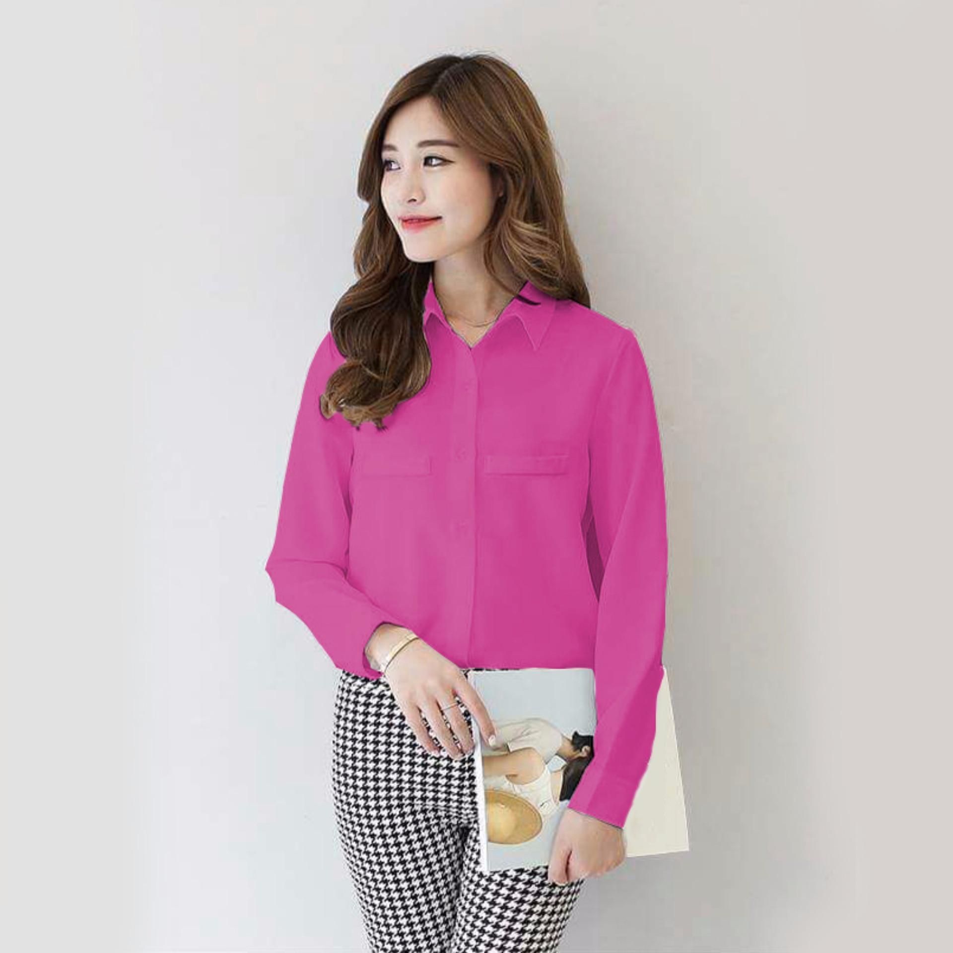 Jfashion Korean Style Plain Shirt Long SLeeve - Ummi Hitam