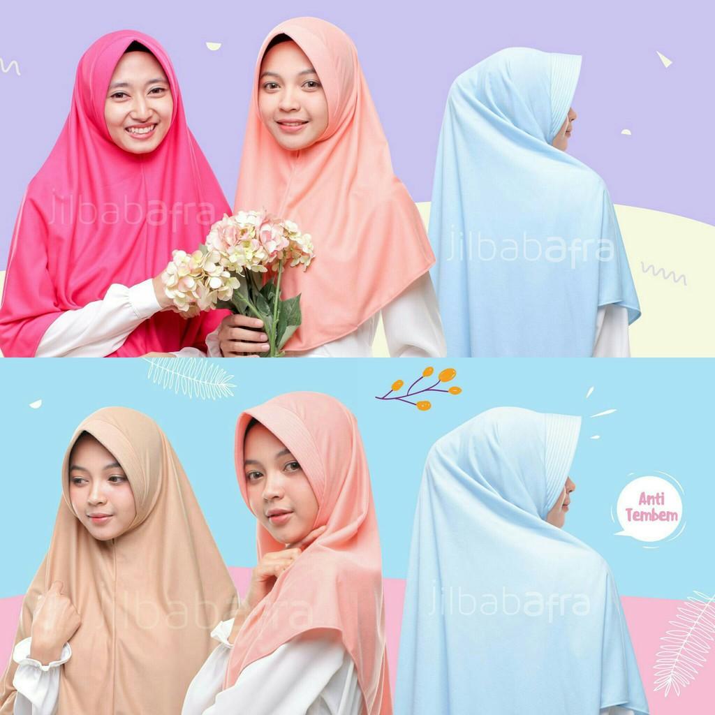 Jilbab Afra Amira Bergo Original - Hijab Kerudung Sekolah Syari Antem Anti Tembem Murah