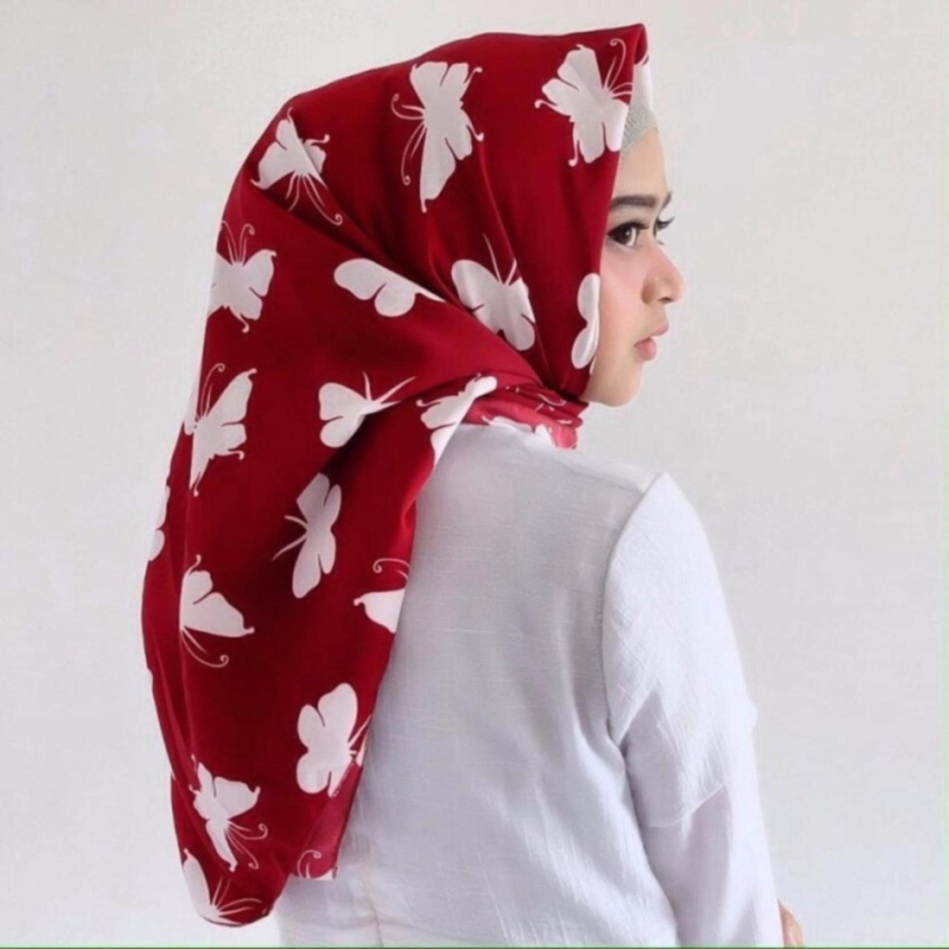 Jilbab Hijab Segiempat Kupu Kupu / Butterfly   MAROON