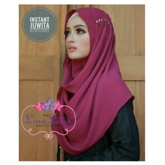 Gambar jilbab instan JUWITA Pashtan by Linalivia (warna Magenta atauBurgundy)   hijab kerudung pashmina pasmina