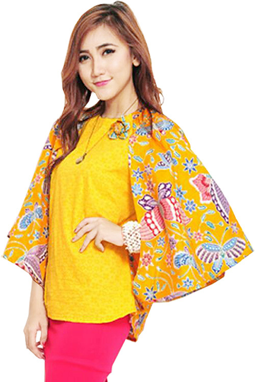 JO & NIC Keira Batik AllSize Atasan Wanita Batwing Cape - Hijau