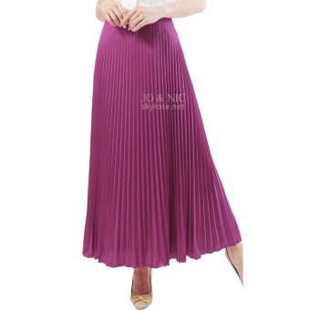 Gambar JO   NIC Pleated Long Skirts   Rok Panjang Lipit Fit to XL  Fuschia