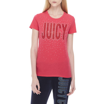 Gambar Juicy Couture wanita kilat berlian kasual lengan pendek t shirt (Merah)