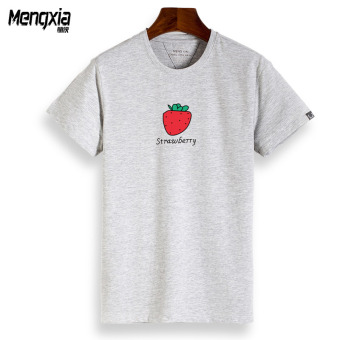 Gambar Kapas bambu buah dicetak pecinta t shirt (Abu abu strawberry)