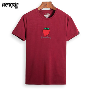 Gambar Kapas bambu buah dicetak pecinta t shirt (Keunguan merah strawberry)