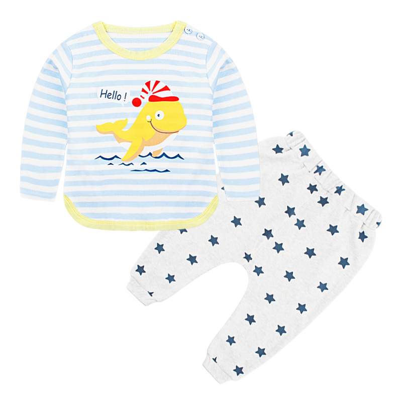 Flash Sale Kapas Bayi Perempuan Anak Celana Harem Laki-laki Laki-laki T-shirt (Cahaya biru lumba-lumba) (Cahaya biru lumba-lumba)