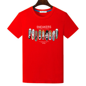 Gambar Kartun katun pria remaja ini lengan pendek t shirt (Sepatu olahraga merah)