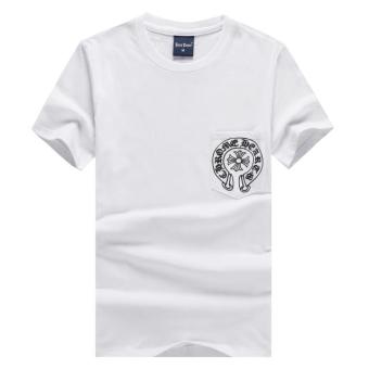 Gambar Katun Leher Bulat Lengan Pendek Pria T shirt (Putih) (Putih)