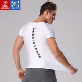 Gambar Kebugaran baru legging pelatihan pria t shirt (Putih)