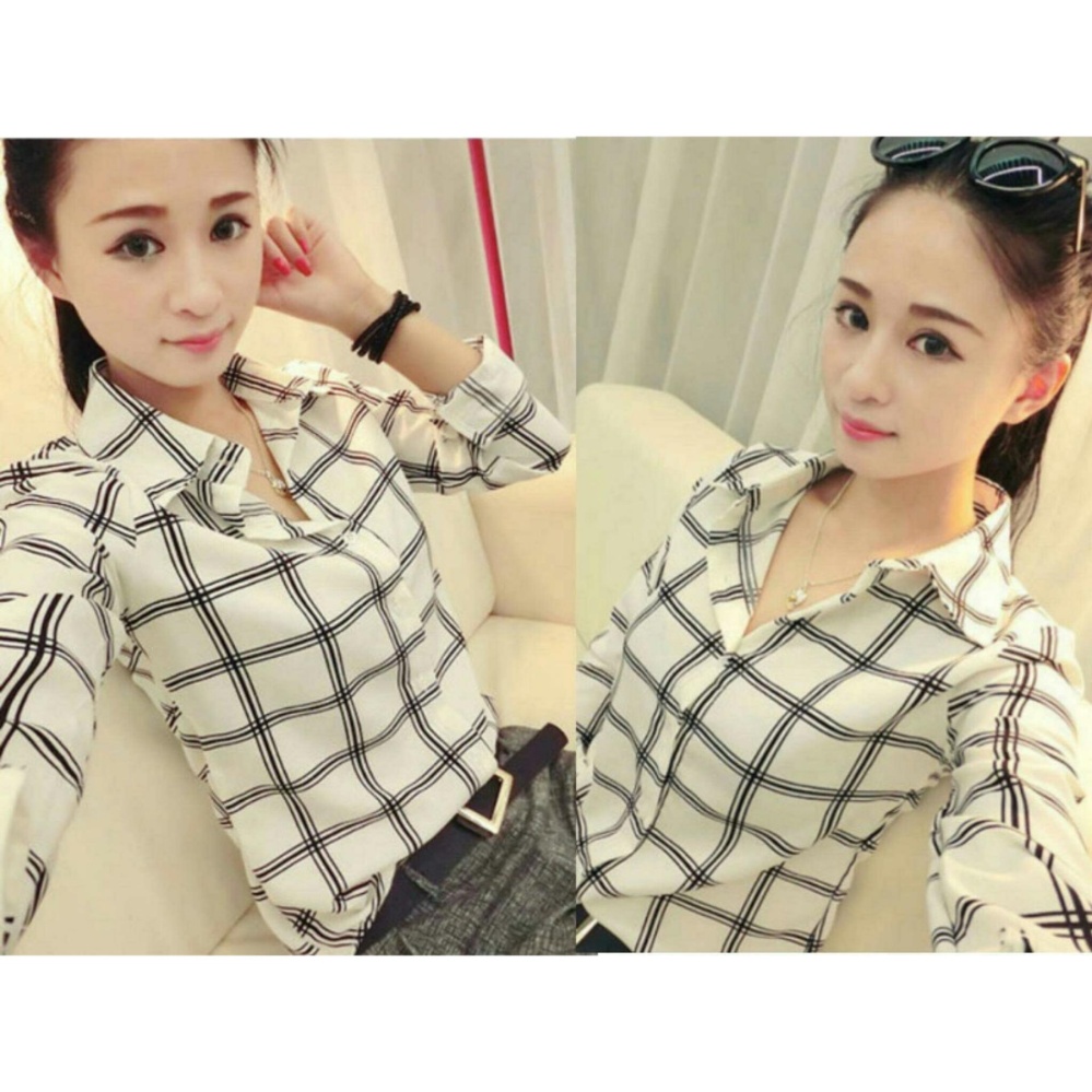 Kedai_Baju Atasan Wanita / Blouse Murah Kemeja Yuumi Hitam