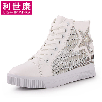 Korea Fashion Style bernapas jala renda sepatu wanita meningkat dalam sepatu tunggal (1608 putih)