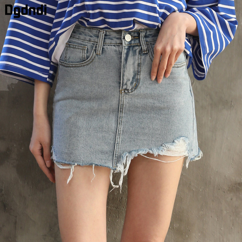 Korea Fashion Style Burr kata paket rok rok hip pinggang tinggi rok denim Biru