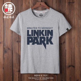 Gambar Korea Fashion Style Kapas Musim Panas Anak Laki laki T shirt (Abu abu Lincoln Park) (Abu abu Lincoln Park)