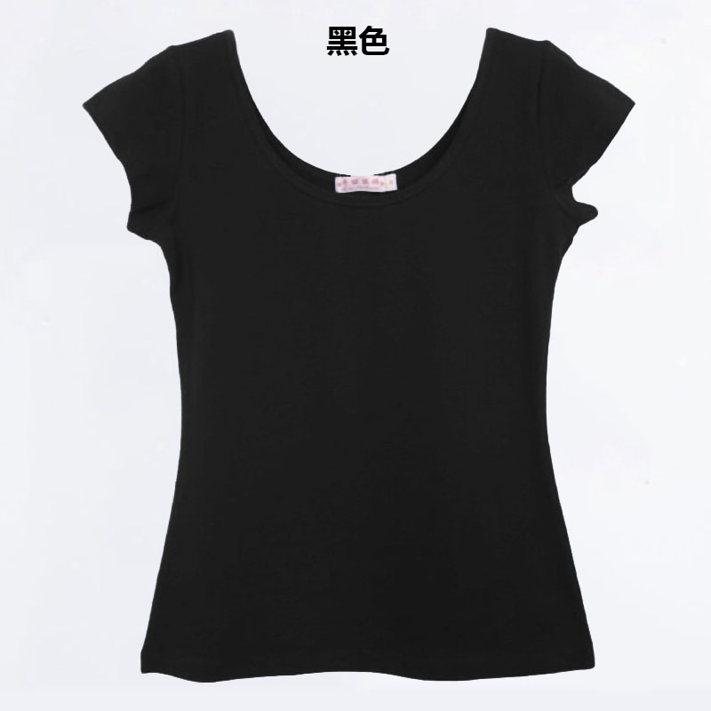 Cheap online Korea Fashion Style Slim besar kerah liar bottoming kemeja lengan pendek t-shirt (Hitam) (Hitam)